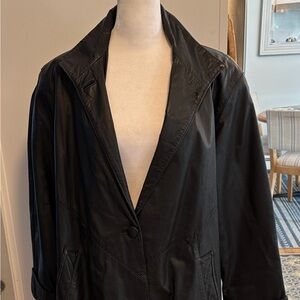 Vintage 90’s Casa Lopez Elegant Black Women's Leather Swing Jacket 1X